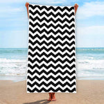 Black And White Chevron Pattern Print Beach Towel
