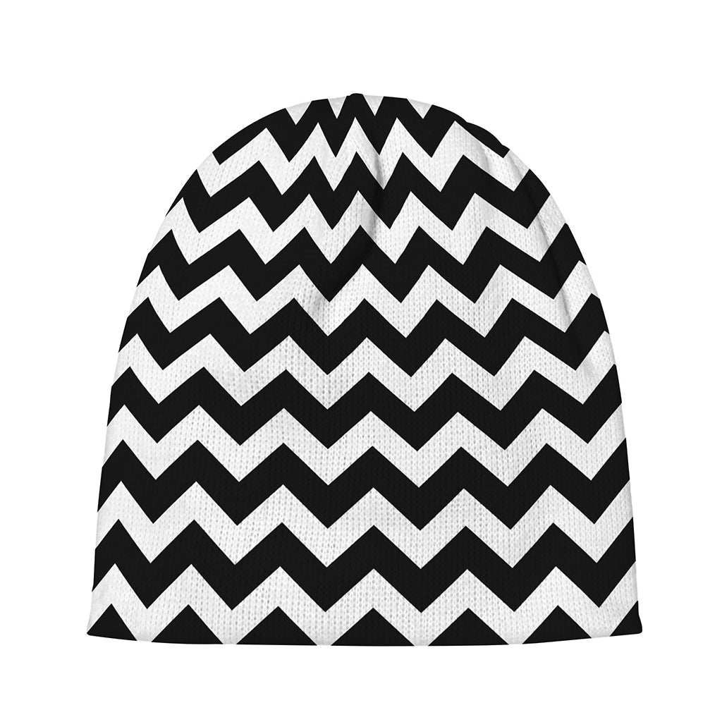Black And White Chevron Pattern Print Beanie