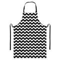 Black And White Chevron Pattern Print Bib Apron With Pocket