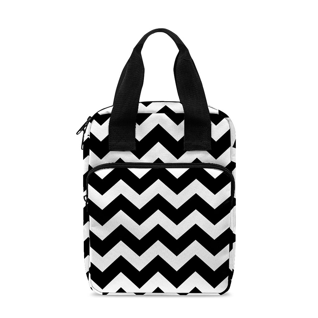 Black And White Chevron Pattern Print Bible Tote Bag