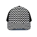 Black And White Chevron Pattern Print Black Mesh Trucker Hat