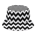 Black And White Chevron Pattern Print Bucket Hat