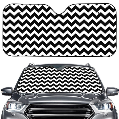 Black And White Chevron Pattern Print Car Windshield Sun Shade