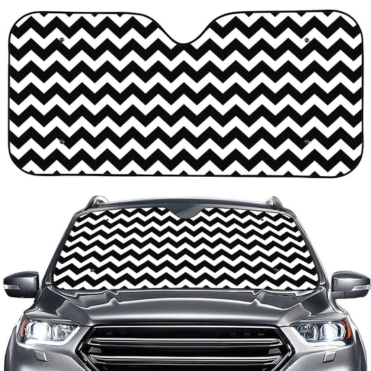 Black And White Chevron Pattern Print Car Windshield Sun Shade
