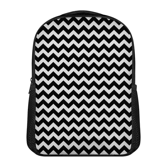 Black And White Chevron Pattern Print Casual Backpack