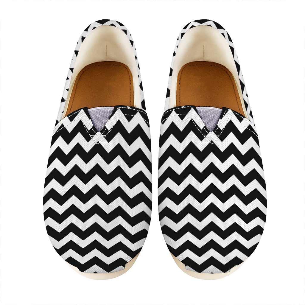 Black And White Chevron Pattern Print Casual Shoes