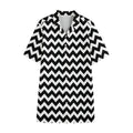 Black And White Chevron Pattern Print Cotton Hawaiian Shirt
