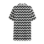 Black And White Chevron Pattern Print Cotton Hawaiian Shirt