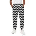 Black And White Chevron Pattern Print Cotton Sweatpants