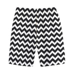 Black And White Chevron Pattern Print Cotton Shorts
