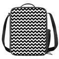 Black And White Chevron Pattern Print Crossbody Lunch Bag