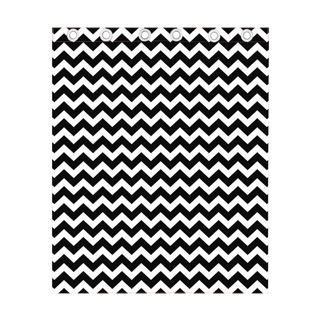 Black And White Chevron Pattern Print Curtain