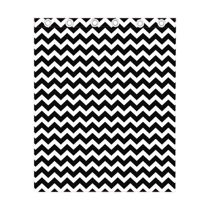 Black And White Chevron Pattern Print Curtain