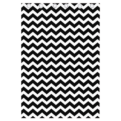 Black And White Chevron Pattern Print Curtain