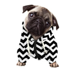 Black And White Chevron Pattern Print Dog Zip Up Hoodie