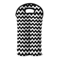 Black And White Chevron Pattern Print Double Neoprene Wine Tote