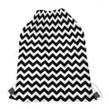 Black And White Chevron Pattern Print Drawstring Bag