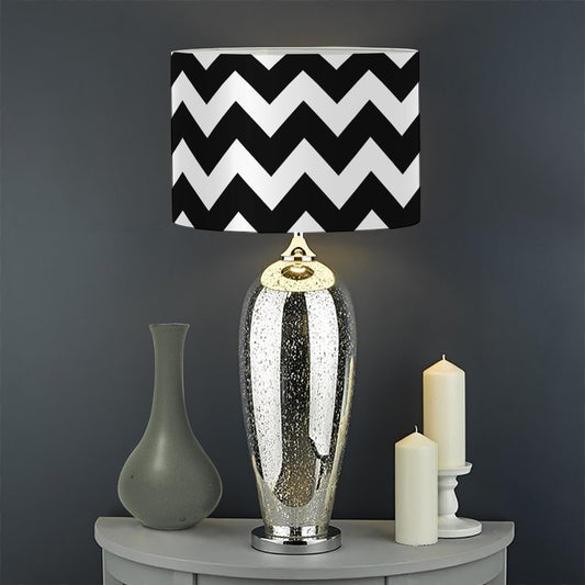Black And White Chevron Pattern Print Drum Lamp Shade