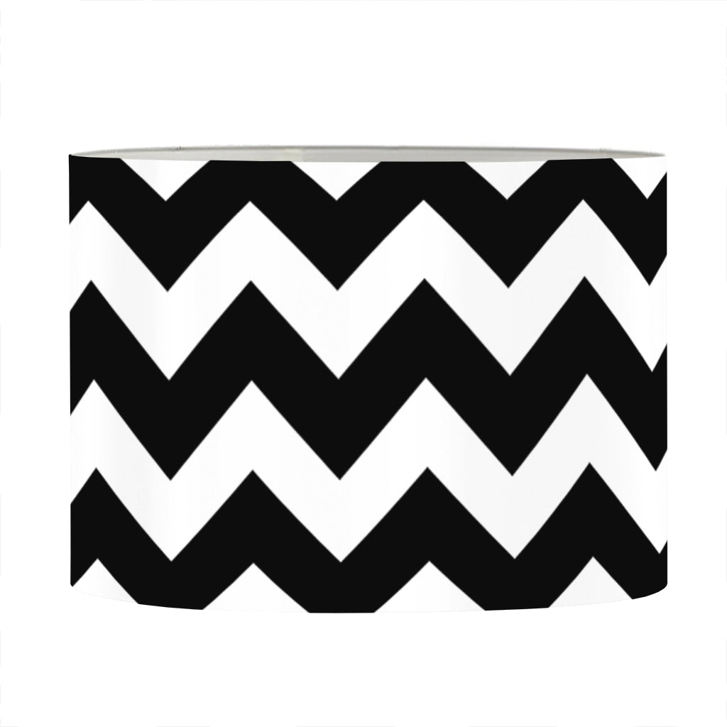 Black And White Chevron Pattern Print Drum Lamp Shade