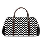 Black And White Chevron Pattern Print Duffle Bag