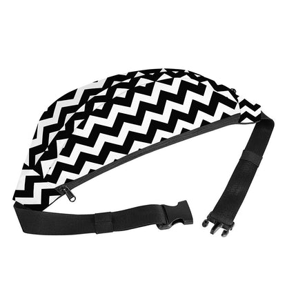 Black And White Chevron Pattern Print Fanny Pack