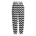 Black And White Chevron Pattern Print Fleece Lined Knit Pants