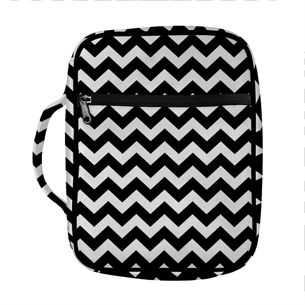 Black And White Chevron Pattern Print Front Pocket Bible Bag