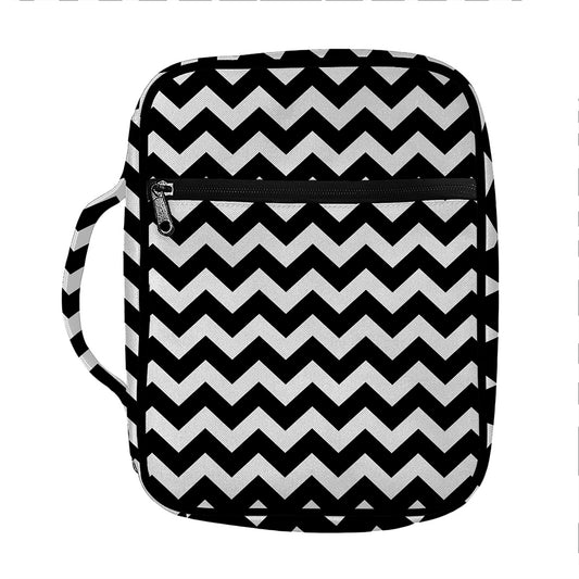 Black And White Chevron Pattern Print Front Pocket Bible Bag