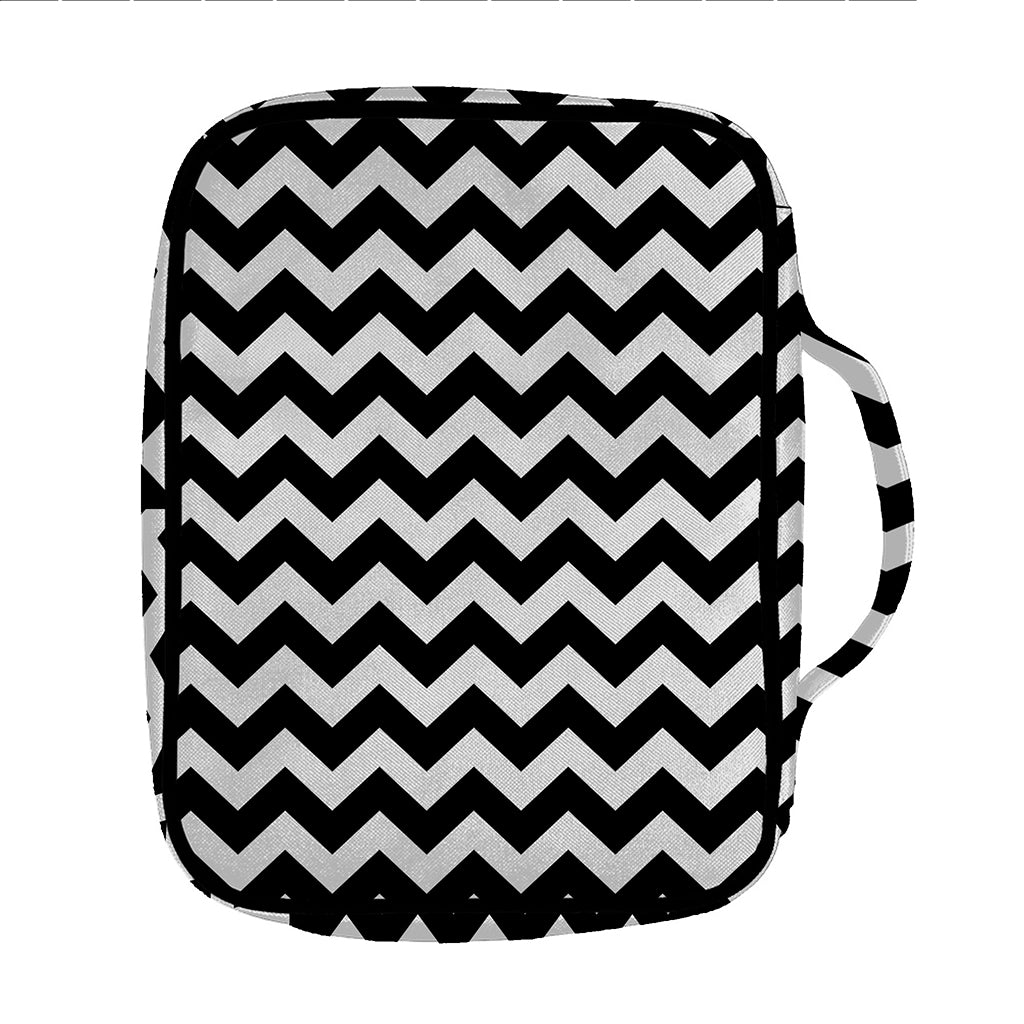 Black And White Chevron Pattern Print Front Pocket Bible Bag
