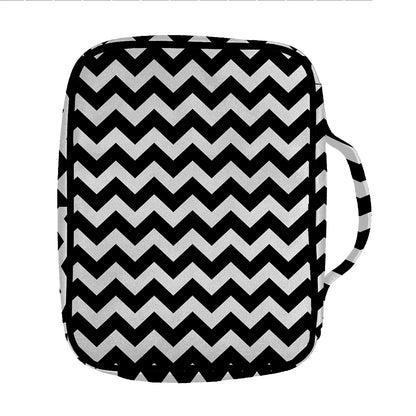 Black And White Chevron Pattern Print Front Pocket Bible Bag