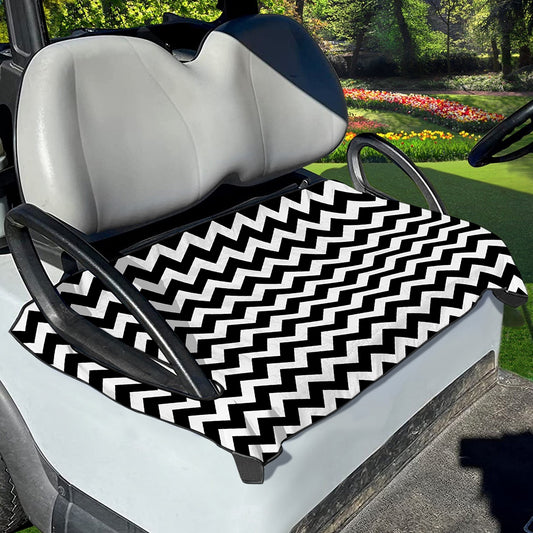 Black And White Chevron Pattern Print Golf Cart Seat Cover