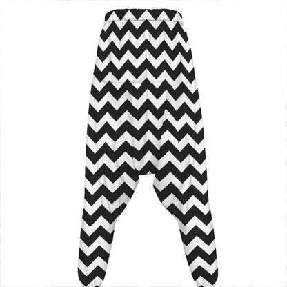 Black And White Chevron Pattern Print Hammer Pants