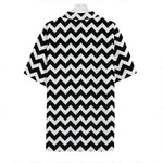 Black And White Chevron Pattern Print Hawaiian Shirt