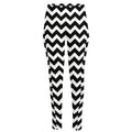 Black And White Chevron Pattern Print High-Waisted Pocket Leggings
