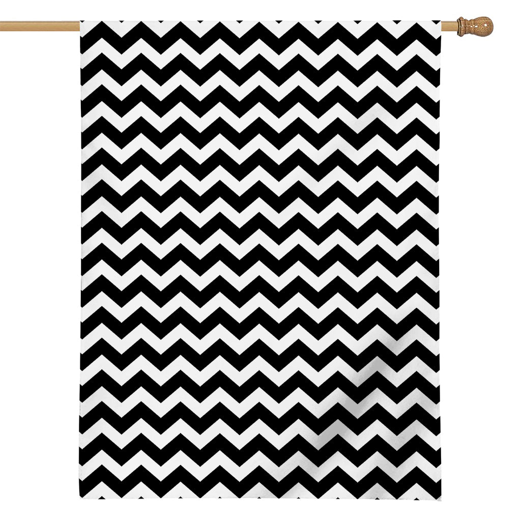 Black And White Chevron Pattern Print House Flag