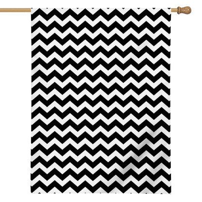 Black And White Chevron Pattern Print House Flag