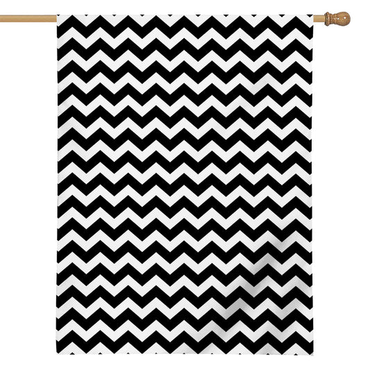 Black And White Chevron Pattern Print House Flag