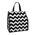 Black And White Chevron Pattern Print Insulated Lunch Tote
