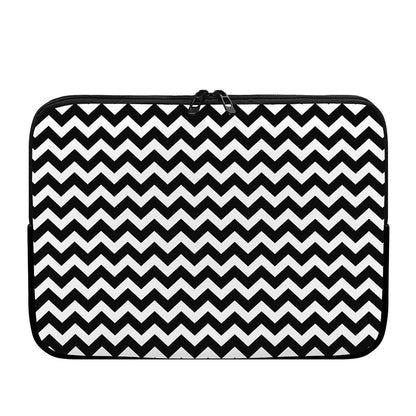 Black And White Chevron Pattern Print Laptop Sleeve
