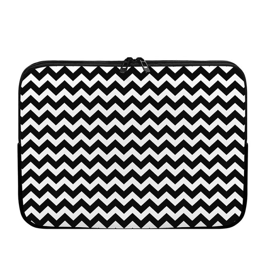 Black And White Chevron Pattern Print Laptop Sleeve