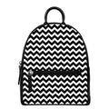 Black And White Chevron Pattern Print Leather Backpack
