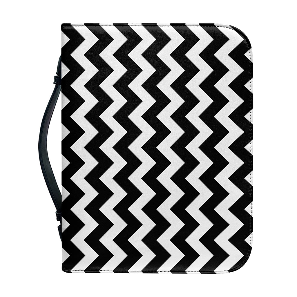 Black And White Chevron Pattern Print Leather Bible Cover