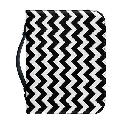 Black And White Chevron Pattern Print Leather Bible Cover