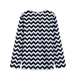 Black And White Chevron Pattern Print Long Sleeve Short Coat