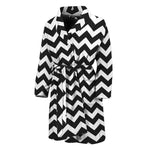 Black And White Chevron Pattern Print Men's Bathrobe