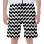 Black And White Chevron Pattern Print Men's Beach Shorts