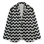 Black And White Chevron Pattern Print Men's Blazer