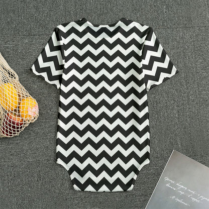 Black And White Chevron Pattern Print Men's Bodysuit