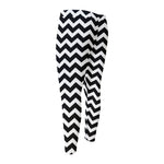 Black And White Chevron Pattern Print Men's Compression Pants