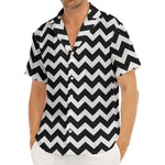 Black And White Chevron Pattern Print Men's Deep V-Neck Shirt